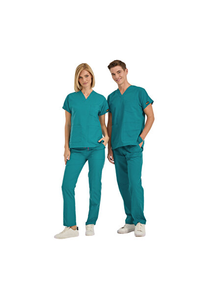ÇİZGİ MEDİKAL AÇIK PETROL YEŞİLİ Dr Greys Scrubs (Terikoton/İnce Kumaş) t100