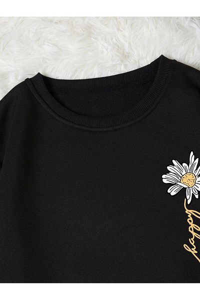 Kotty By Styli Floral Graphic Print Dropped Sleeves Sweatshirt