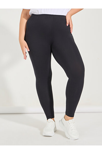 Styli Plus Size Elastic Waistband Basic Leggings