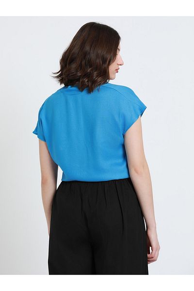 Dennis Lingo By Styli Solid V-Neck Short Sleeve Casual Top