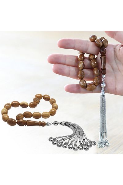Tesbihane Non-Tarnish Metal Tasseled Barley Cut Kuka Efe Rosary