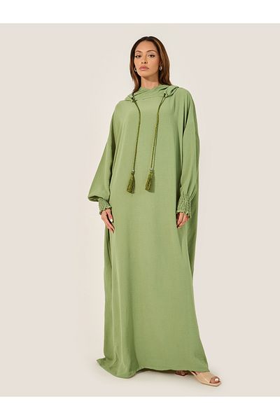Styli Oversized Hooded Jalabyia with Tassel Detail
