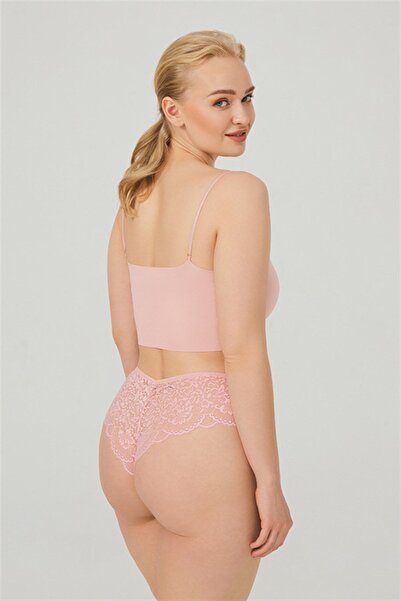 Cottonhill Dantelli Tül Detaylı Büyük Beden Kadın Brezilya 3'lü Paket Külot - 2