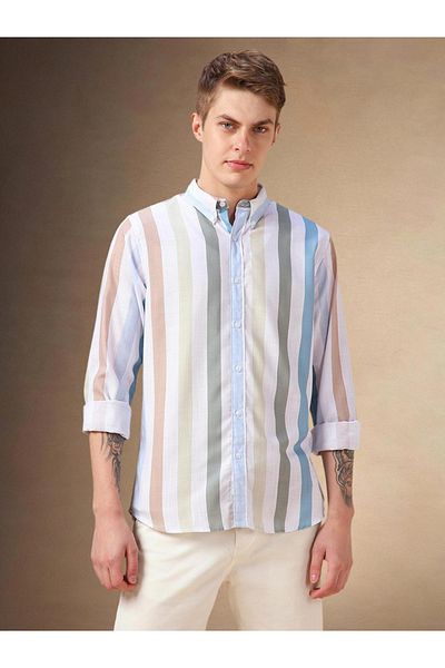 Dennis Lingo By Styli Striped Button Down Collar Casual Shirt