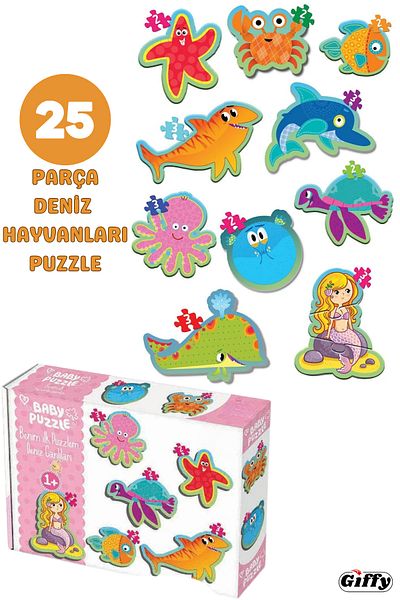 giffy Sea Animals Puzzle 25 Pieces, Toy and Educational