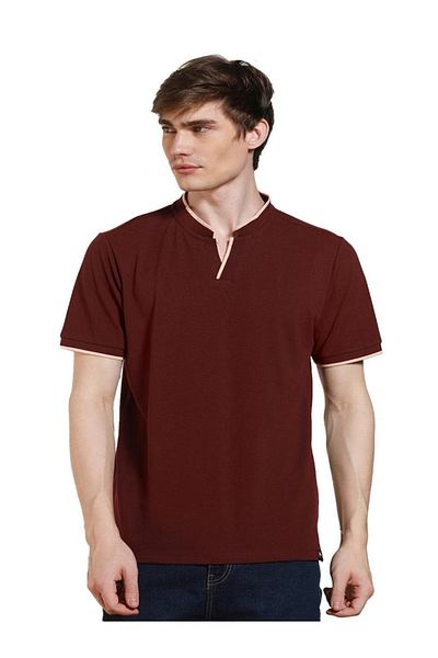 Dennis Lingo By Styli Mandarin Collar Short Sleeve T-Shirt