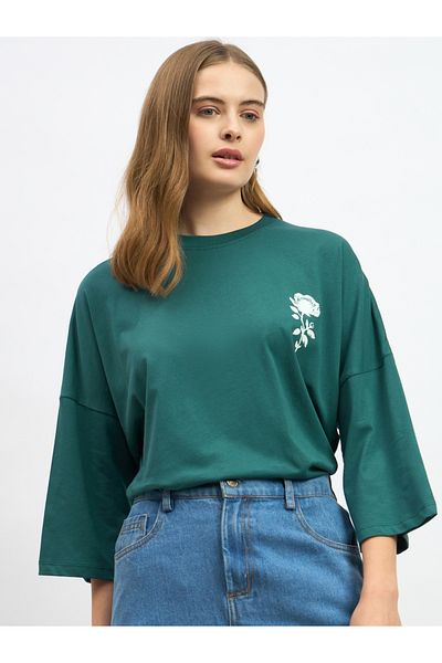 Styli Graphic Print Oversized Round Neck T-Shirt