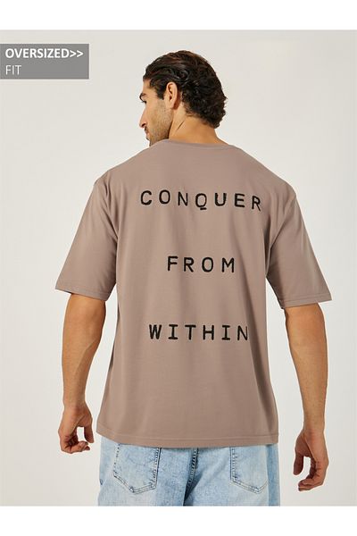 Styli Slogan Back Print Short Sleeve Oversized T-Shirt