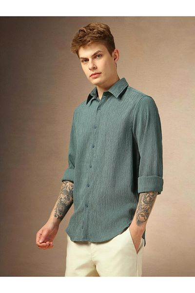 Dennis Lingo By Styli Textured Long Sleeves Button Down Shirt