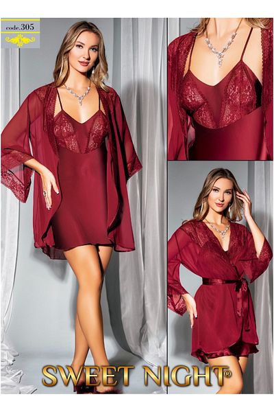 SATTENS Set of 2 Satin Nightgown Dressing Gown - Luxury Satin Women's Nightgown Dressing Gown Dowry Set