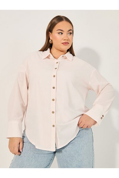 Styli Solid Button Down Oversized Longline Shirt
