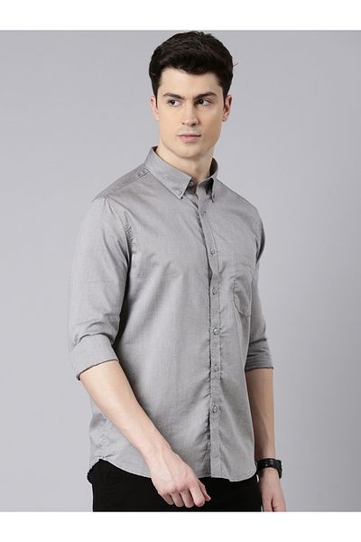 Bushirt By Styli Solid Spread Collar Regular Fit Shirt