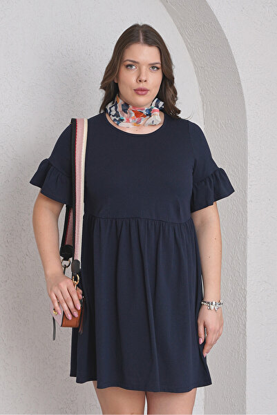 Büyük Moda Cycling Neck Ruffle Sleeve Dress