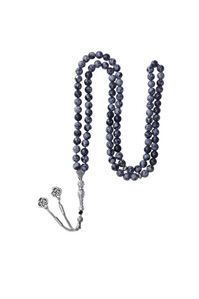 Zeynep Büyükbay Χιονισμένος Οψιδιανός Φυσική Πέτρα Ροζάριο 99τμχ