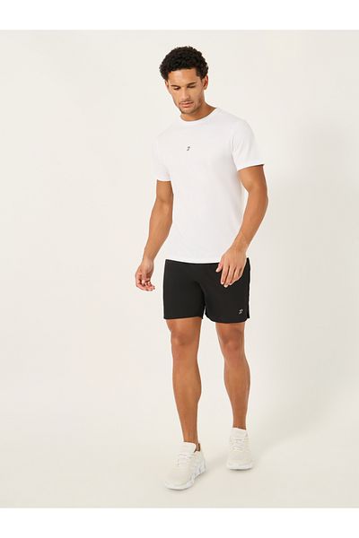 Styli Textured Logo Print Back Striped Detail T-Shirt