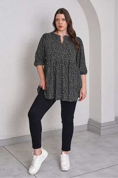 Büyük Moda Dot Patterned Bluz