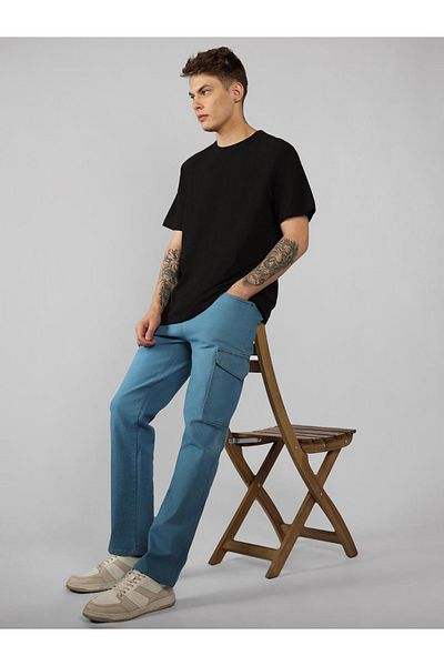 Dennis Lingo By Styli Blue Relaxed Fit Cargo Jeans