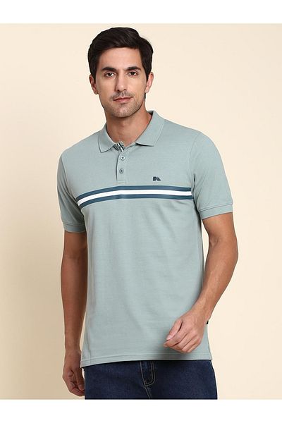 Dennis Lingo By Styli Teal Striped Polo T-Shirt