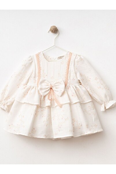 Cherrys Bebek ÖRME ŞERİTLİ MÜSLİN ELBİSE
