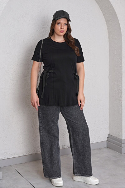 Büyük Moda Cotton T-Shirt with Bow Detail