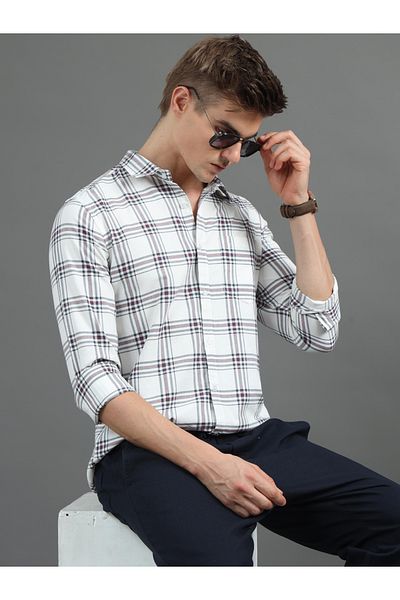 Bushirt By Styli Checked Spread Collar Regular Fit Shirt