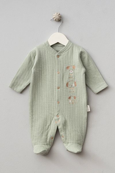 Bebitof Cute Puppy Patterned Muslin Baby Jumpsuit