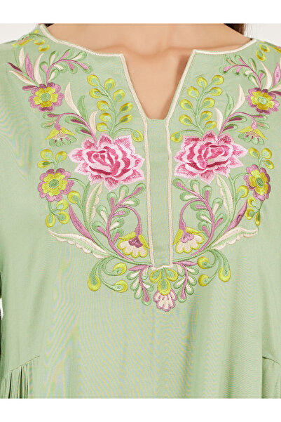 Maxim Creation By Styli Floral Embroidered Cuffed Sleeves Jalabiya