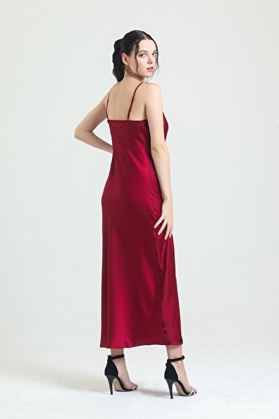 Magic Form Crape Satin Long Nightgown with Open Collar