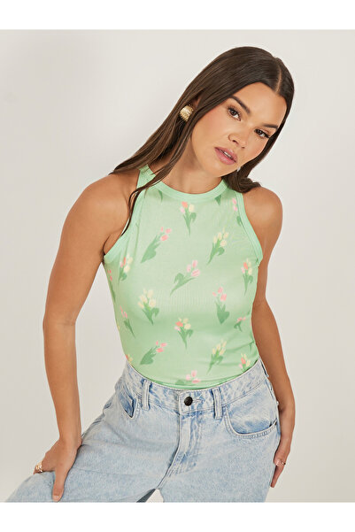 Styli تانك بدون أكمام بطبعة زهور مضلعة