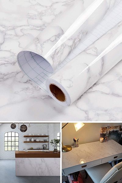 tafce Self-Adhesive Marble Patterned Kitchen Bathroom Countertop Wall And Table Covering (60cmx100cm)