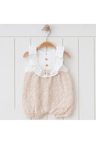 Butik Baby Beaded Ruffle Collar Muslin Jumpsuit
