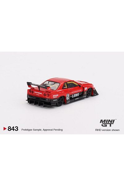 mini gt 1:64 Nissan Lb-Er34 Super Silhouette Skyline Diecast Model Car - Red/Black