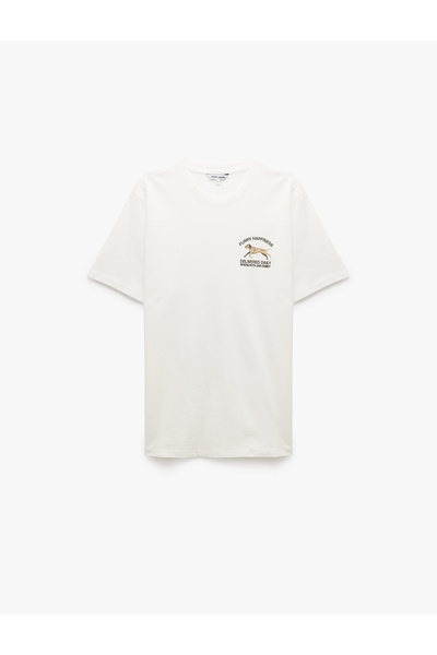 Koton Kısa Kollu Bisiklet Yaka Regular Fit Pamuklu Baskılı Tişört
