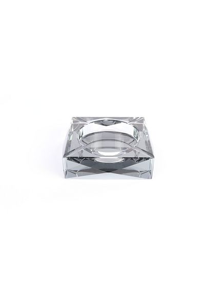 MuratogluHome Modern Diamond Cut - Crystal Gray Transparent Ashtray / Ash Tray 3477-3