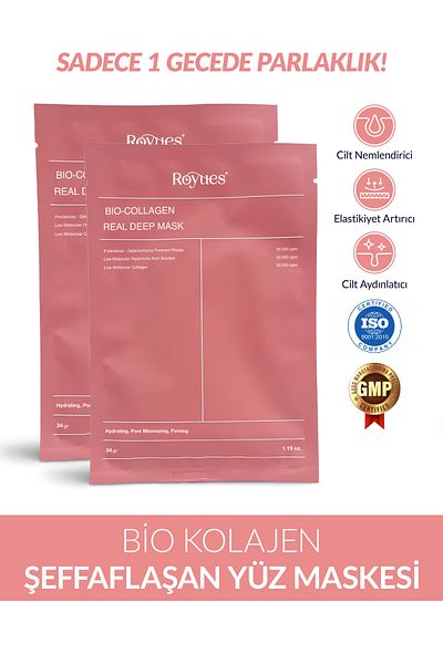 Royues Collagen Facial Mask Transparent Collagen Facial Mask Anti-Aging Brightness Moisturizing (2 Pieces)