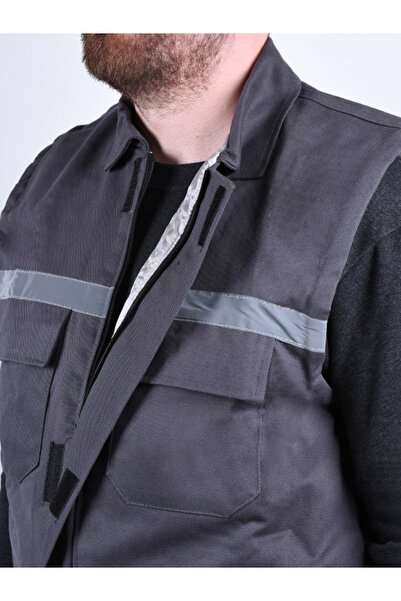 By Okat Men's Gabardine Reflective Work Vest – Quilted, Velcro and Flat Pockets