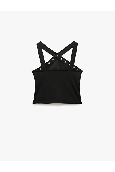 Koton Μπλούζα με λαιμόκοψη από ύφασμα Crepe Scuba με λεπτομέρεια αξεσουάρ