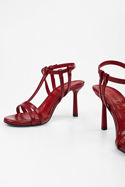 Shoeberry Kadın Pace Kırmızı Cilt Topuklu Ayakkabı