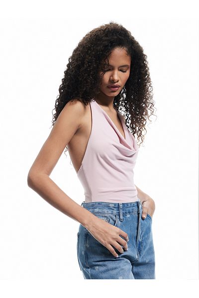 Koton Flounce Collar Slim Fit Sleeveless Snap Body