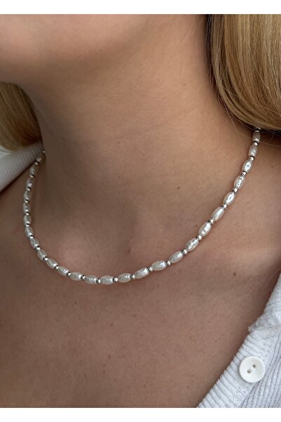 KİLİGİSTANBUL Gümüş Renk Inci Topçuk Kolye