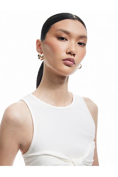 Koton Draped Bow Detailed Cotton Sleeveless T-Shirt