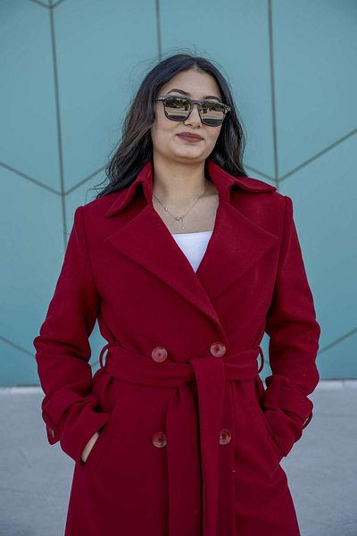 Belle Vie Epaulet Detailed Cashmere Coat with Slit on the Back / Special Production - Single Production