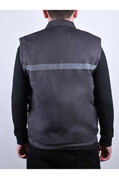 By Okat Men's Gabardine Reflective Work Vest – Quilted, Velcro and Flat Pockets