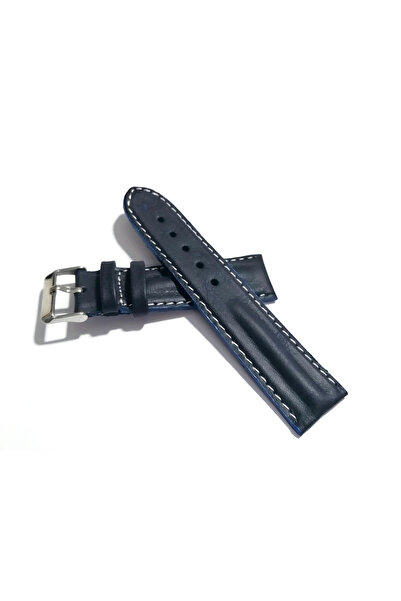 FADO Her Saate Uygun Bombeli 22 mm Piramit modeli Hakiki Deri (215) koyu mavi