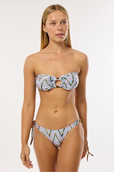 AYYILDIZ 4635 Pembe Simli Straplez Bikini Takımı