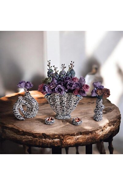 The Motellas Design modern decorativ, oyster de dimensiuni mari, 2 vaze, supo...