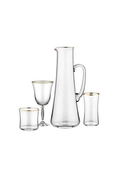EVALIZA Gold 37 Parça Cam Çeyiz Su Takımı