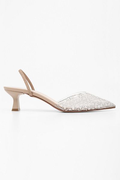 Shoeberry Women's Glim Skin Pearl Transparent Stiletto