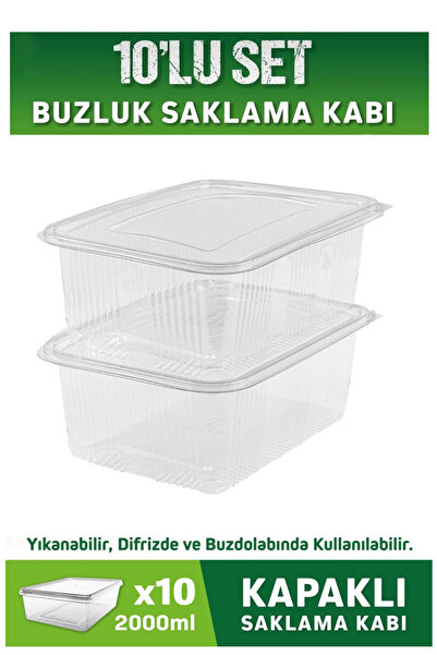 Özkan Ambalaj Temizlik 10 Adet 2 Kilogramlık Şeffaf Saklama Kabı Derin Dondur...