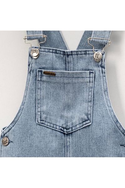 Ufuk Çizgisi Girl 5-8 Years Old Star Detail Denim Salopet